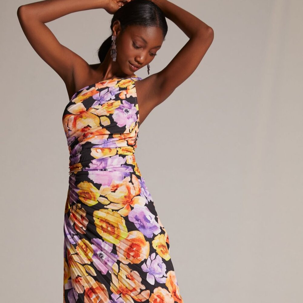 Anthropologie Geisha Designs Asymmetrical Hem Midi Dress
